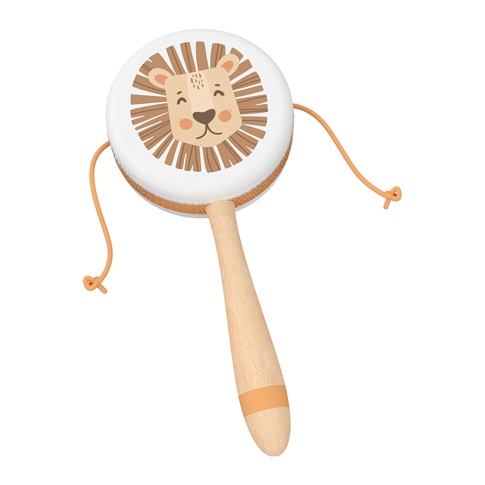 Wooden Lion Rattle-Drum