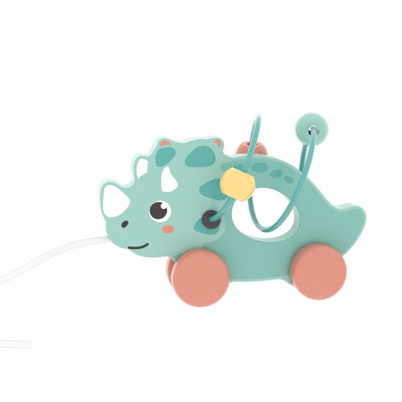 Wooden Pull Along Dinosaur Car