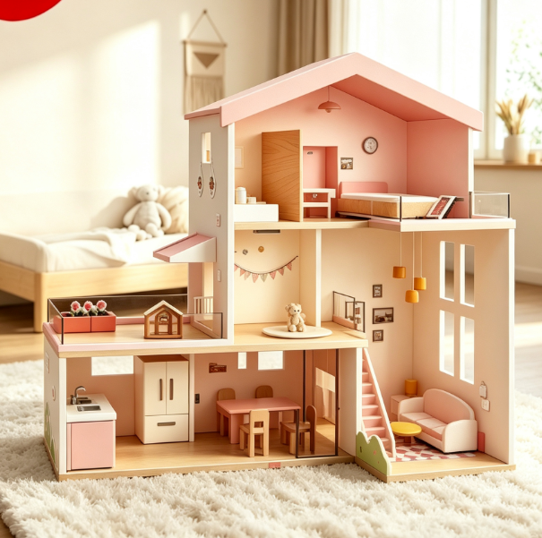 DL022 Wooden Sunny Terrace Dollhouse: 3-Story Luxury Dollhouse for Premium Brands