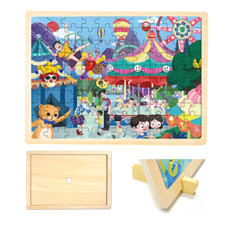 100PCS Amusement Park Wooden Frame Puzzle 