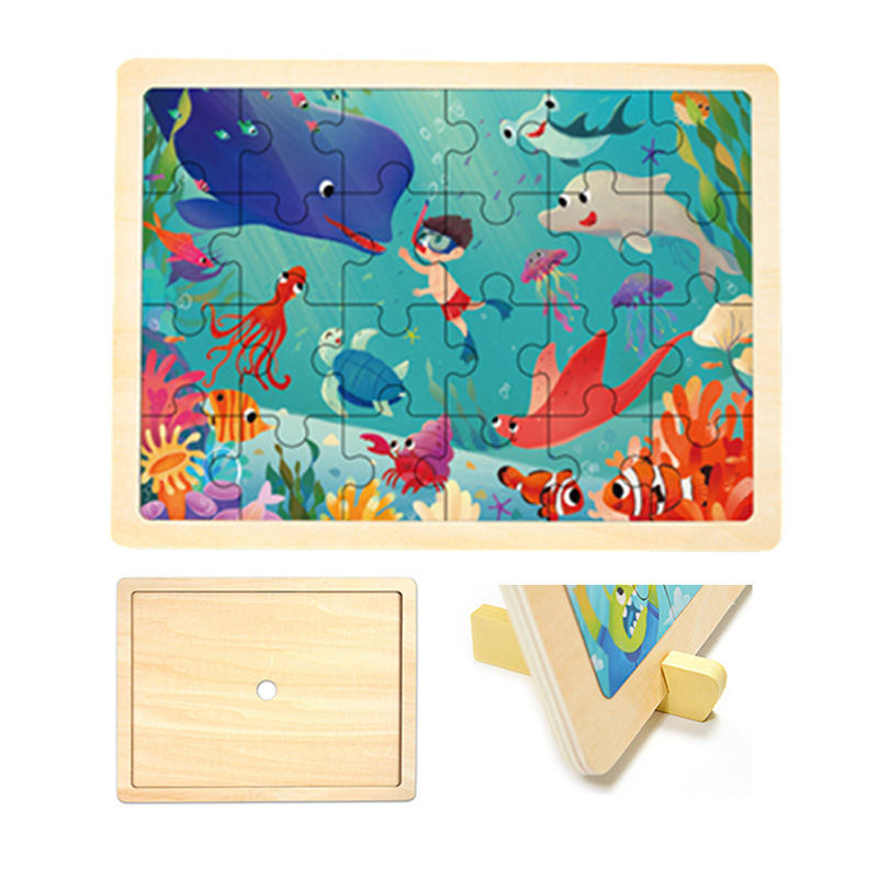 24PCS Ocean Wooden Frame Puzzle