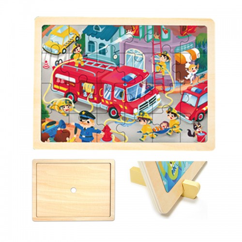 24PCS Fire Rescue Wooden Frame Puzzle  