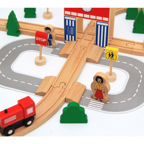 Wooden 50PCS City Train Set 