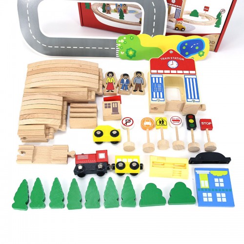 Wooden 50PCS City Train Set