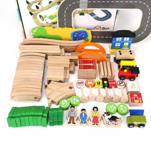 Wooden 78PCS City Train Set 