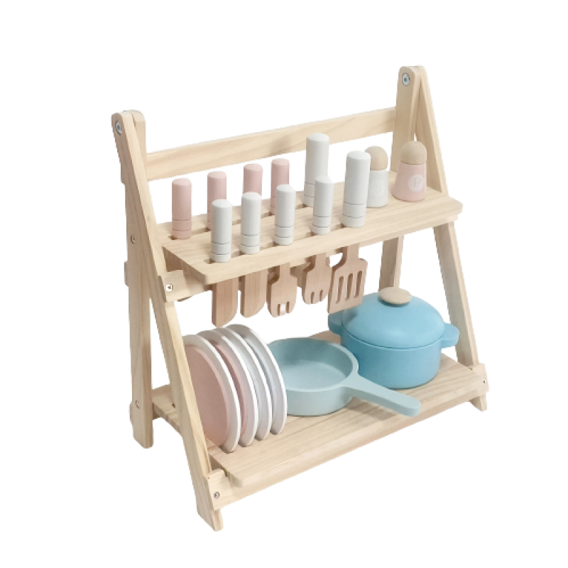 Wooden Foldable Dish Rack kids food game 